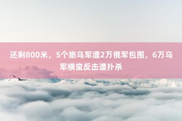 还剩800米，5个旅乌军遭2万俄军包围，6万乌军横蛮反击遭扑杀