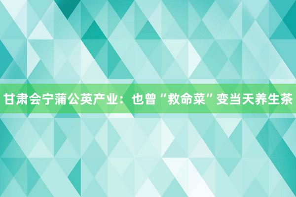 甘肃会宁蒲公英产业：也曾“救命菜”变当天养生茶