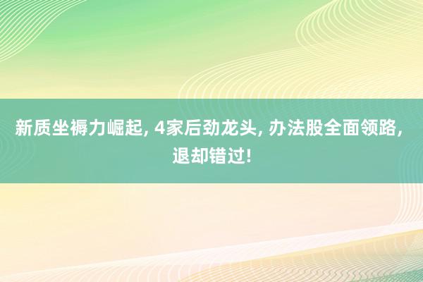 新质坐褥力崛起, 4家后劲龙头, 办法股全面领路, 退却错过!