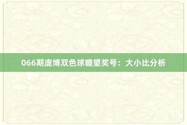 066期庞博双色球瞻望奖号：大小比分析