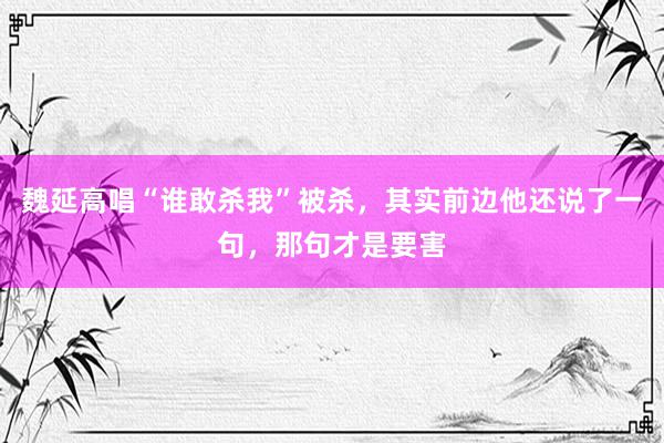 魏延高唱“谁敢杀我”被杀，其实前边他还说了一句，那句才是要害