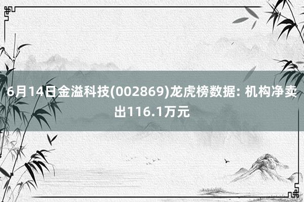 6月14日金溢科技(002869)龙虎榜数据: 机构净卖出116.1万元