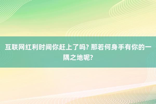 互联网红利时间你赶上了吗? 那若何身手有你的一隅之地呢?