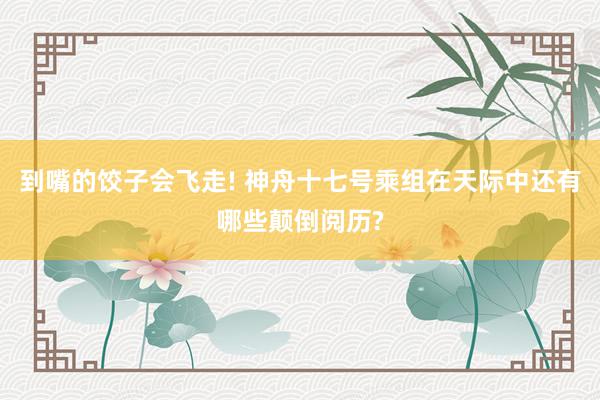 到嘴的饺子会飞走! 神舟十七号乘组在天际中还有哪些颠倒阅历?