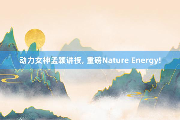 动力女神孟颖讲授, 重磅Nature Energy!