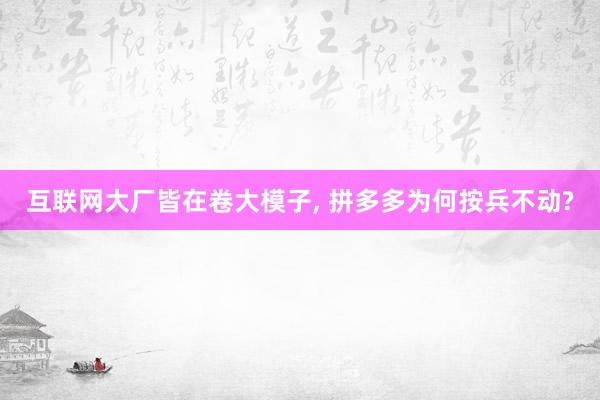 互联网大厂皆在卷大模子, 拼多多为何按兵不动?