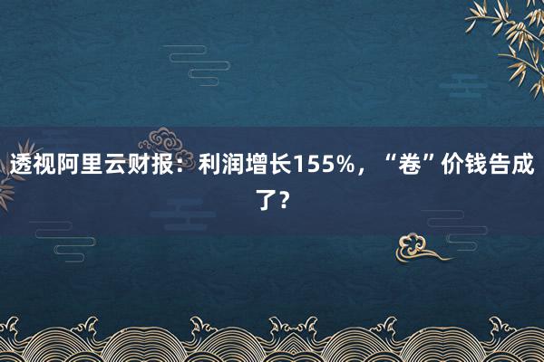 透视阿里云财报：利润增长155%，“卷”价钱告成了？