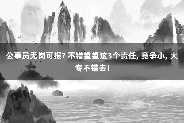 公事员无岗可报? 不错望望这3个责任, 竞争小, 大专不错去!