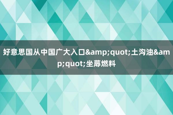 好意思国从中国广大入口&quot;土沟油&quot;坐蓐燃料