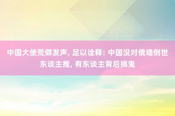 中国大使荒僻发声, 足以诠释: 中国没对俄墙倒世东谈主推, 有东谈主背后搞鬼