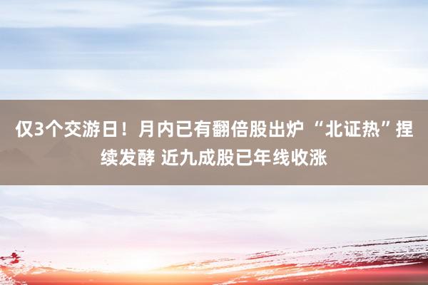 仅3个交游日！月内已有翻倍股出炉 “北证热”捏续发酵 近九成股已年线收涨